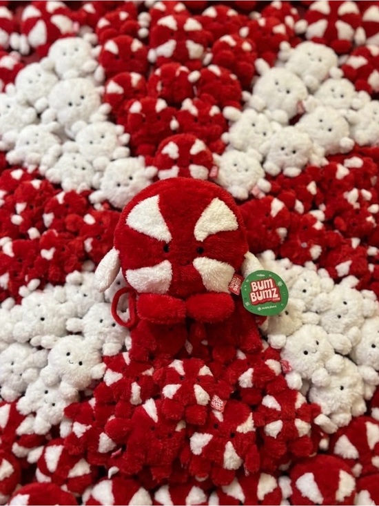 BumBumz Other - 7.5 BumBumz Plush Holiday Peppermint Buddy - Red & White